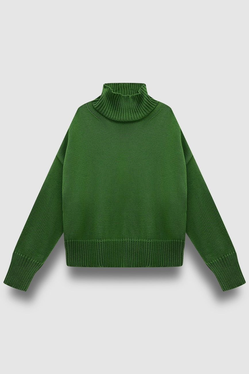 Свитер вязаный, зеленый