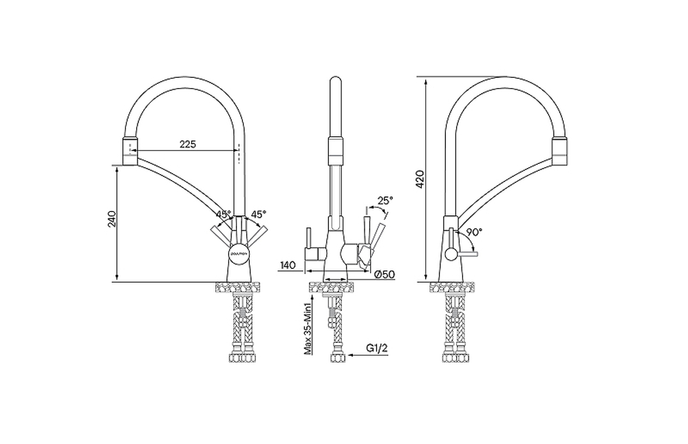 СМЕСИТЕЛЬ SIGEN 213111-G ЗОЛОТО