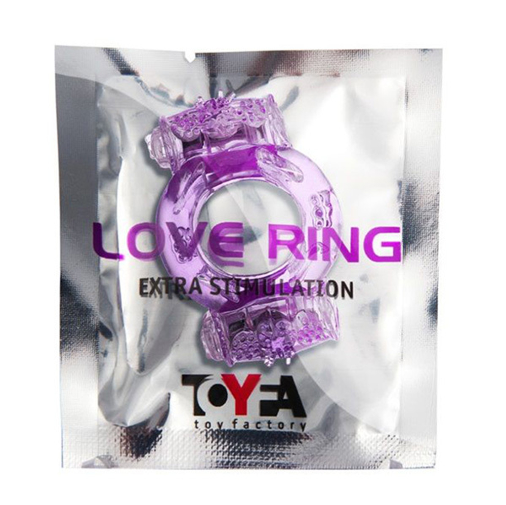 Фиолетовое виброкольцо 2,5см с двумя вибропульками ToyFa Basic 818033-4