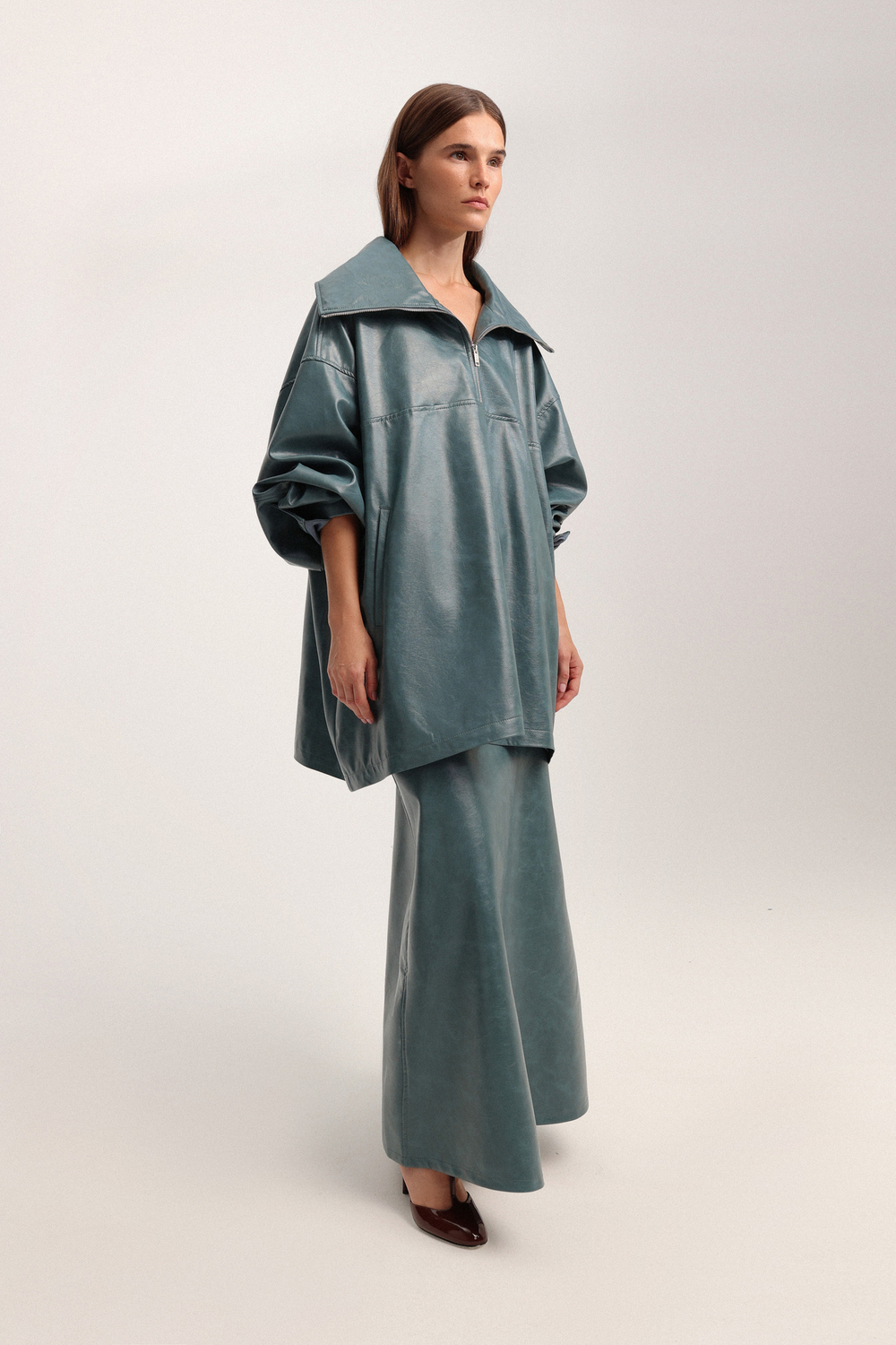 Юбка А-силуэта из экокожи