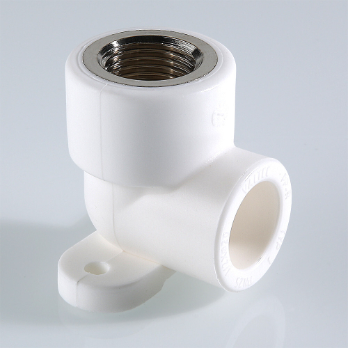 Угольник полипропиленовый PP-R комбинированный с внутренней резьбой и креплением цвет белый VALTEC