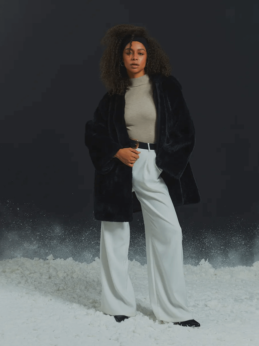 Шуба искусственная, черная, SilverFox