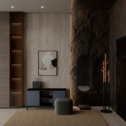 Вешалка напольная Solheim, 171 см, черный мрамор/натуральное дерево