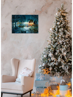 Картина на стекле, Подарок на Новый год, Картина на стену Гости приехали, 40х28см Декор для дома, подарок