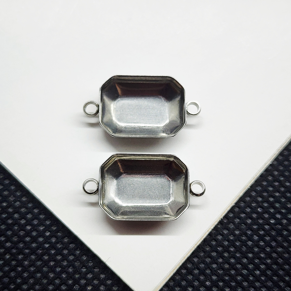 Коннектор сталь, под вклейку, для кристалла 10×14мм, штучно