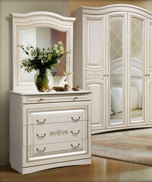 Спальня Венера комод с зеркалом Белая Слониммебель