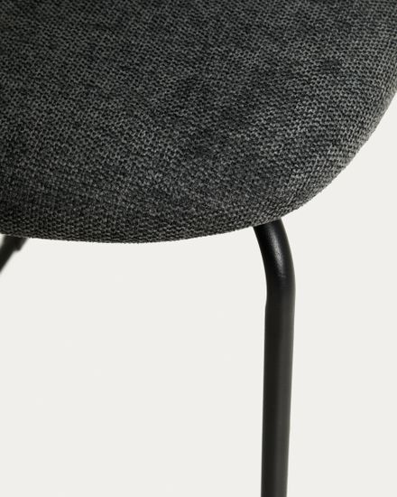 Полубарный стул Meli из серой синели с металлическими ножками, 65 см