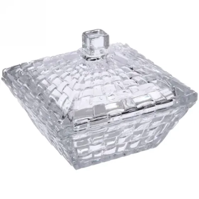 Сахарница стеклянная 250мл «Ажур» 11,5*11,5*9см плетенка