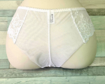 Женские трусики-бразилиана с широким поясом из кружева (Размер: XXL) (Цвет: белый)