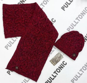 Комплект шарф и шапочка PULLTONIC - "УЗОР" Бордовый меланж