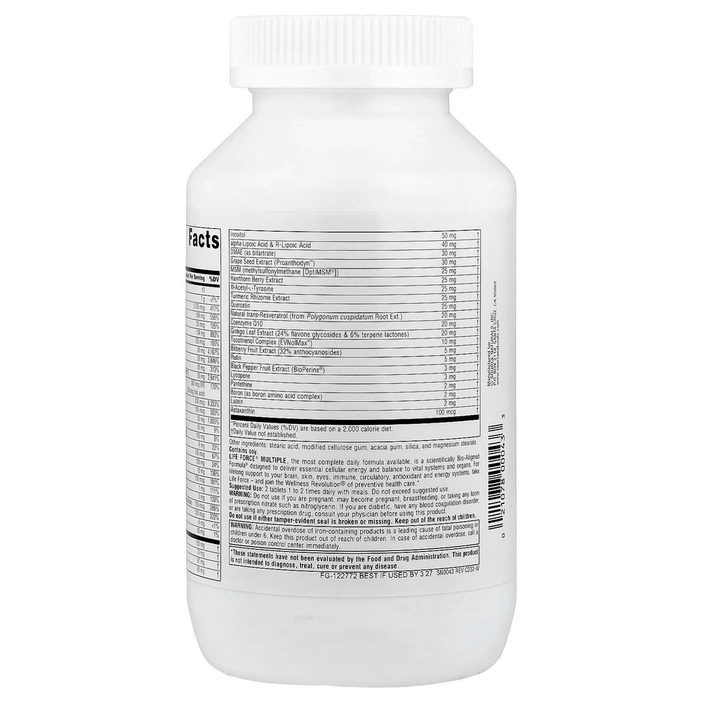 Source Naturals, Life Force Multiple, мультивитамины, 180 капсул