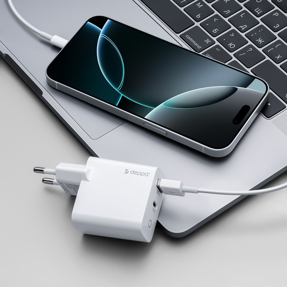 Сетевое зарядное устройство Wall Charger USB-C + USB-A, 33Вт, PD, QC, белый