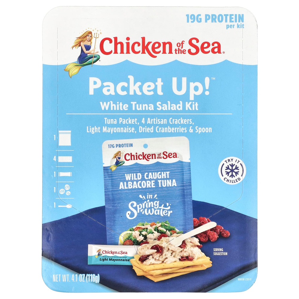 Chicken of the Sea, Packet Up! ™, набор для салата из белого тунца, 1 набор, 116 г (4,1 унции)