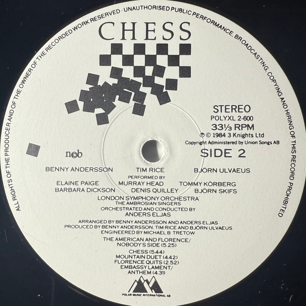 Мюзикл Шахматы 2LP (Скандинавия 1984г.)