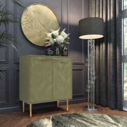 Комод Арт Колор leaves Стайл Голд с 2 полками Зеленая олива