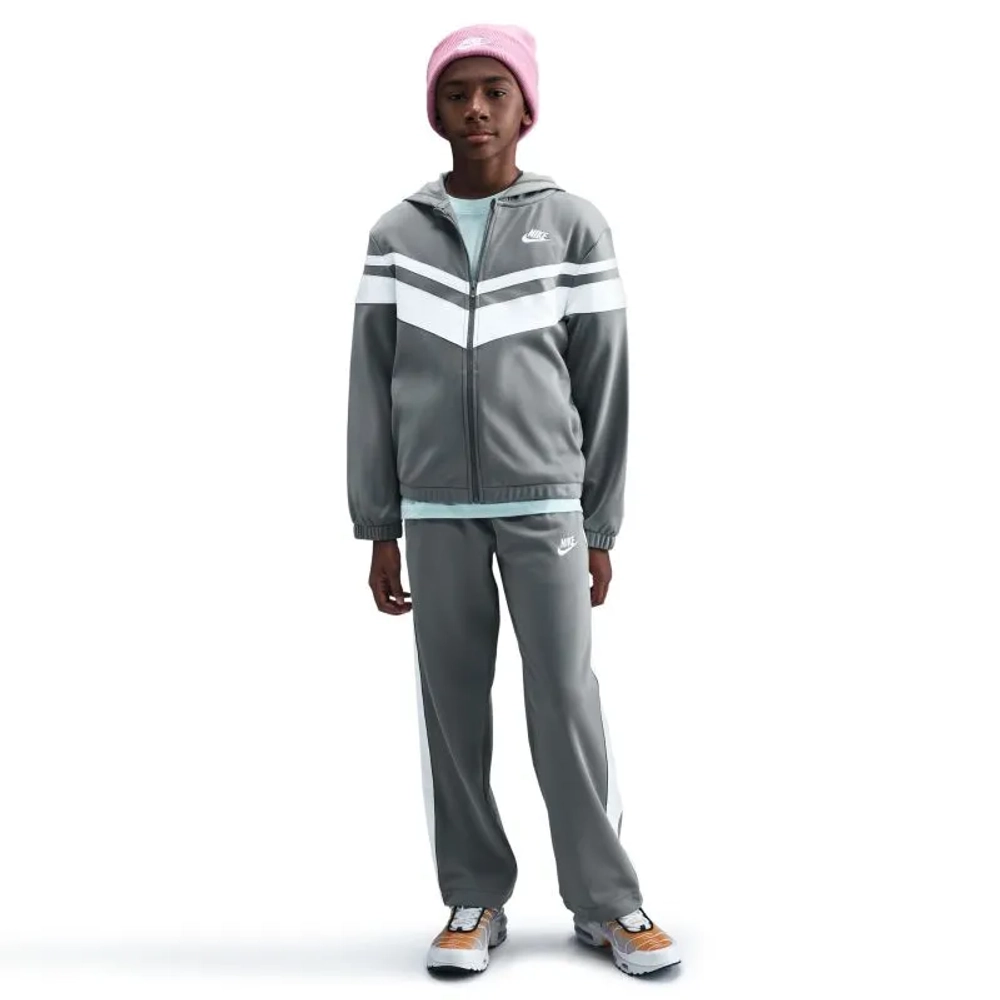Детский теннисный костюм Nike Kids Sportswear Dri-Fit Hooded - smoke grey/white/white