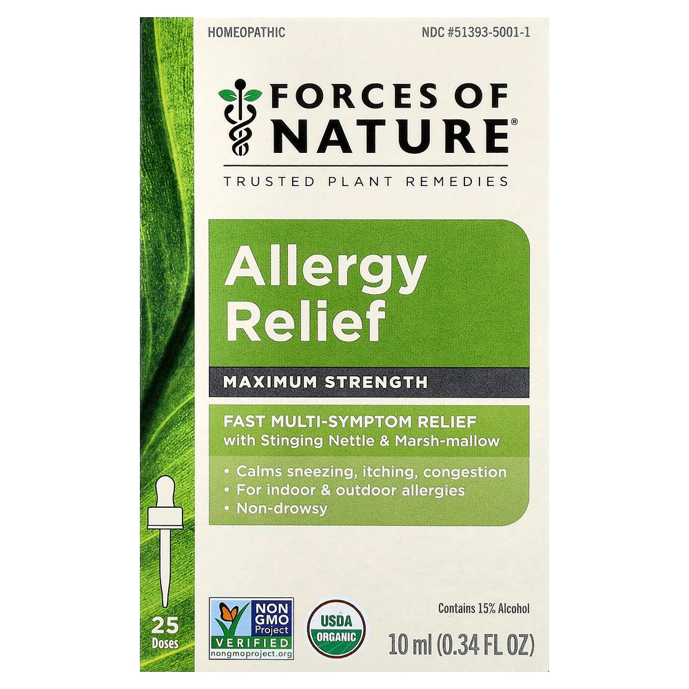 Forces of Nature, средство от аллергии, максимальная сила действия, 10 мл (0,34 жидк. унции)
