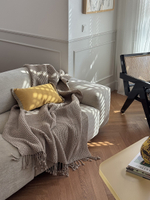 Плед из шерсти бежево-серого цвета из коллекции essential, 130х180 см