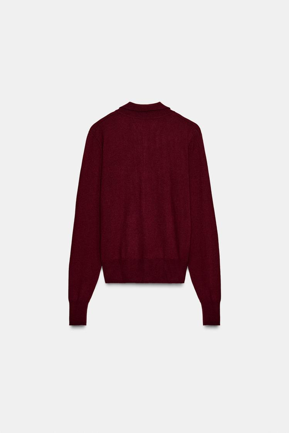 ZARA БАЗОВОЕ ПОЛО ИЗ СМЕСОВОЙ ШЕРСТИ, БУРГУНДИ