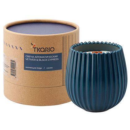 Свеча ароматическая Tkano Edge Vetiver & Black Cypress синяя 60ч