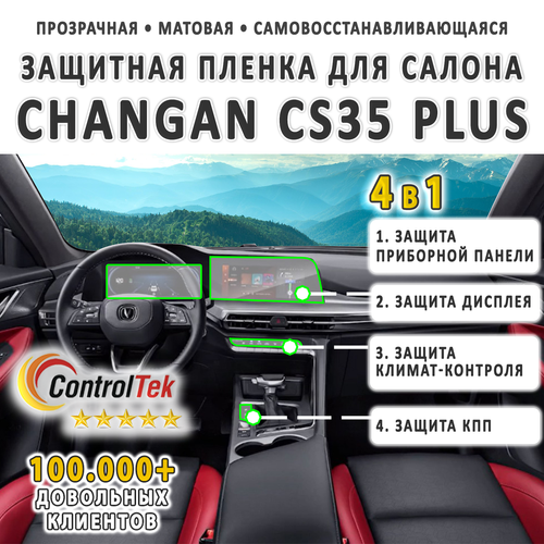 Changan CS35 PLUS (2021) - комплект защитных матовых пленок 4 в 1. Пленка защитная ControlTek HYBRID со слоем TOP COAT. Толщина: 6 mil. (175 мкм.)