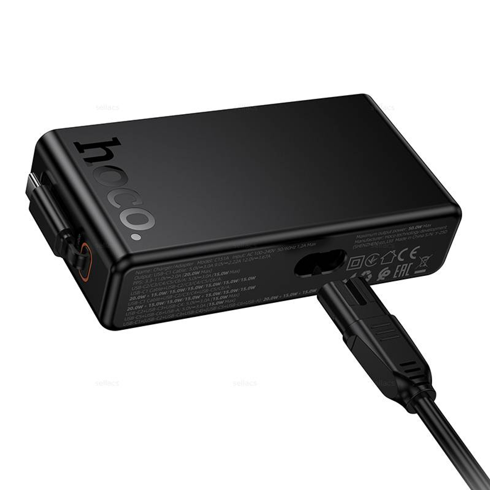 Зарядное устройство PD50W 7-портов (6C1A) Hoco C151A (black)