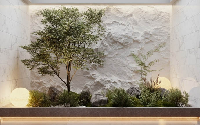 Имитация  скал  — акцентные элементы, формирующие зону отдыха или лаунж-пространство