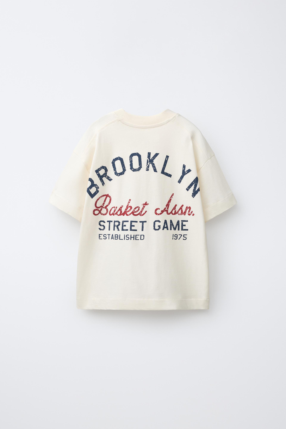 ZARA ФУТБОЛКА С ПРИНТОМ BROOKLYN, ЭКРЮ