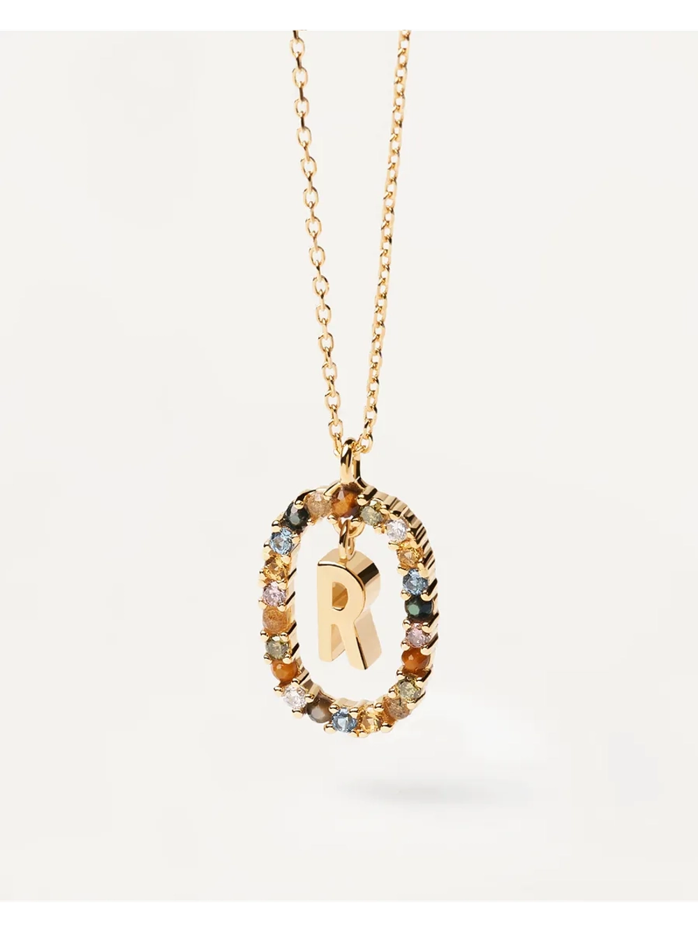 Колье Буква R серебро 925 пробы покрытое золотом