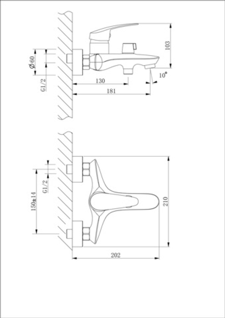 Смеситель для ванны Lemark Linara LM0414C, однорычажный, хром