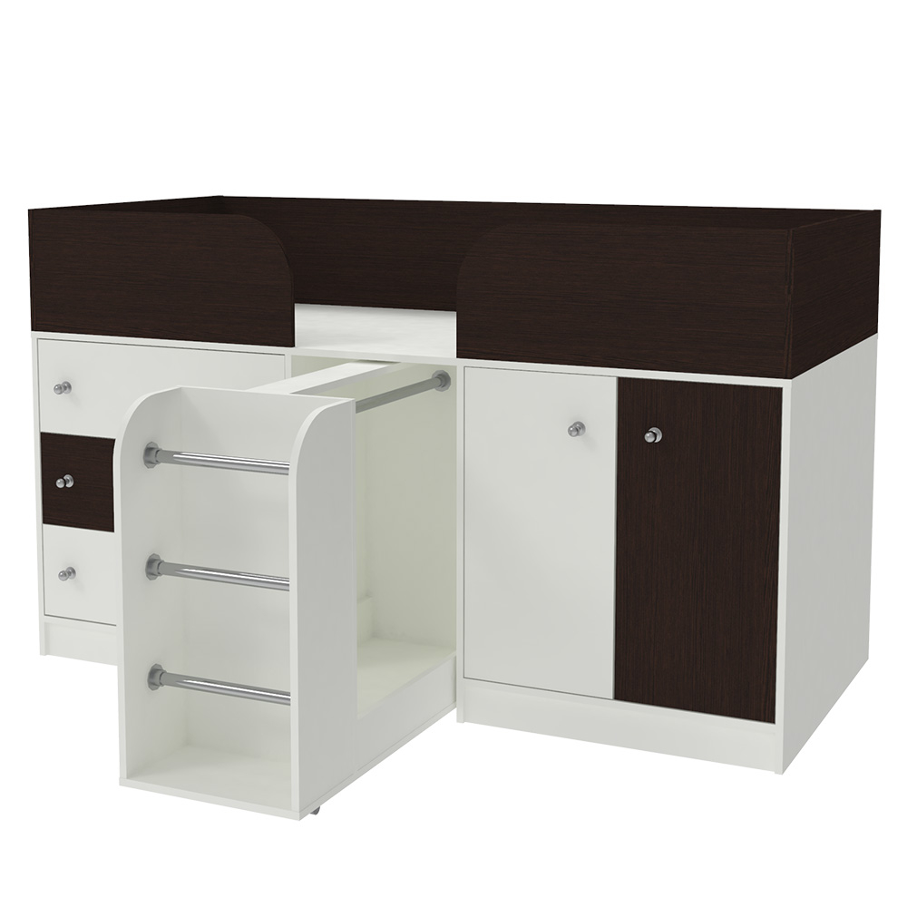 Кровать-чердак КарИВи Малыш 4 Белый  Венге