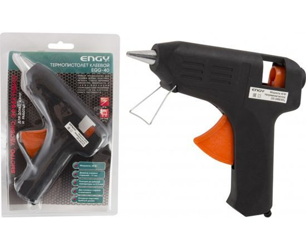 Пистолет клеевой Engy EGG-40, с подставкой, 40 Вт