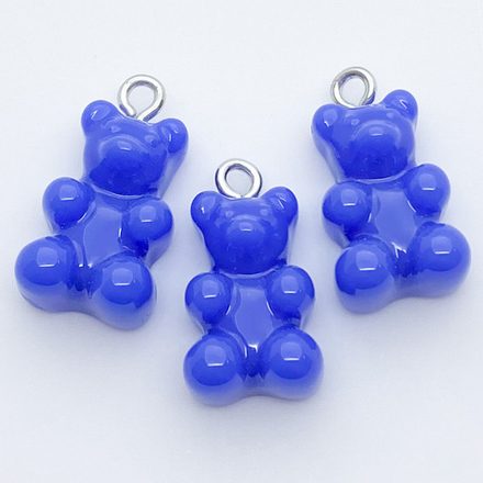 Подвеска Мишка, цвет синий, серебристый бейл, размер 17*11 мм, цена за 1 шт