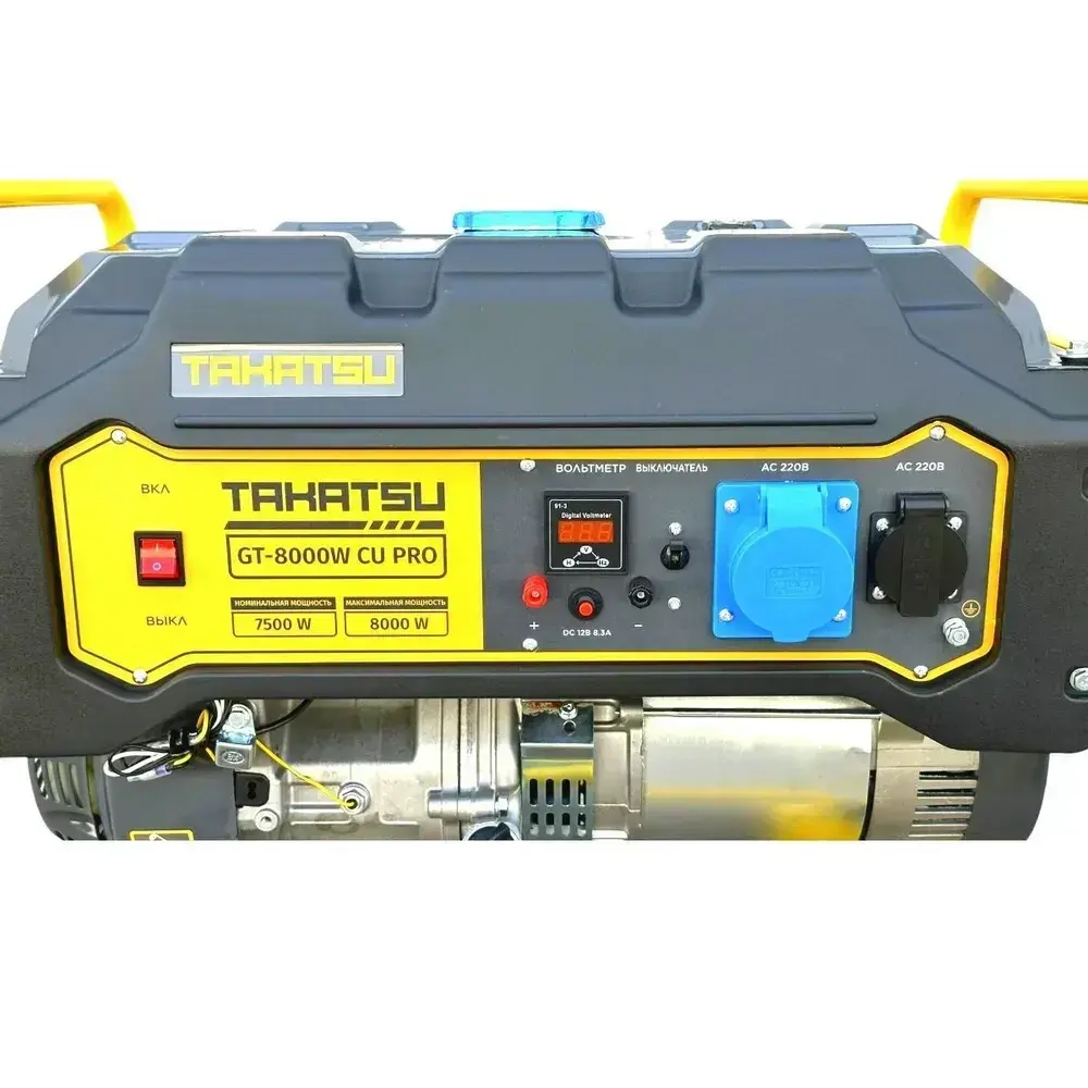 Генератор бензиновый TAKATSU GT-8000W CU PRO 8кВт, 25л, 4 тактный двигатель, 15 л.с., ручной стартер
