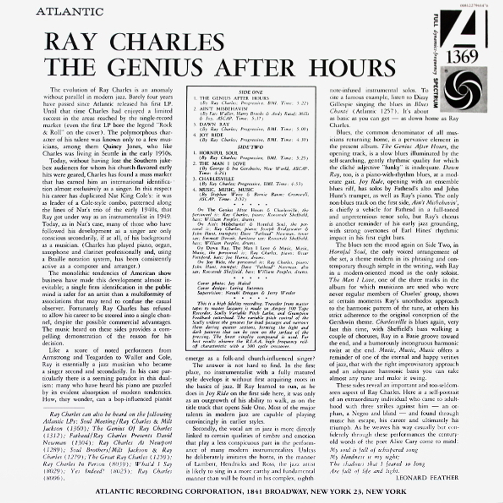 Ray Charles / The Genius After Hours (Mono)(LP)