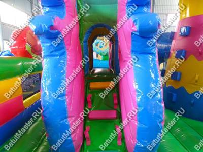 Коммерческий надувной батут "Хамелеон и динозавры" 12*6*6 м