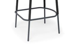 "Марсель" стул барный плетеный из роупа, каркас из стали темно-серый (RAL7024) муар, роуп темно-серый круглый, ткань темно-серая 027 NEW