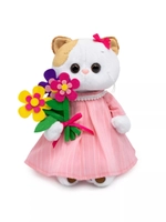 Мягкая игрушка Кошечка Ли Ли в платье и с букетом 24 см