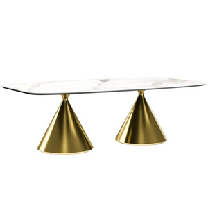 Стол овальный AXIS 200, керамика матовая, белая / опора золото