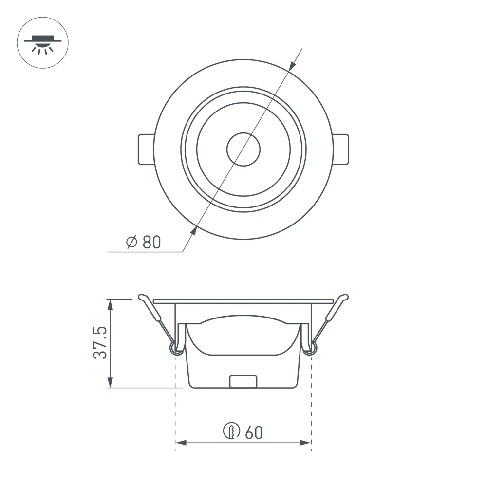 Светильник LTD-POLAR-TURN-R80-5W Warm3000 (WH, 36 deg, 230V) (Arlight, IP20 Пластик, 3 года) 032857