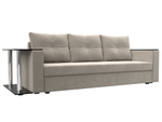 Диван прямой Атланта со столом слева, Бежевый, Микровельвет, 112478
