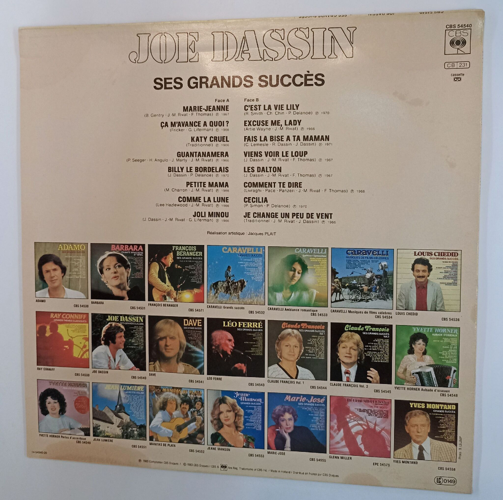 Винтажная виниловая пластинка LP Joe Dassin Ses Grands Succes (Holland 1983)