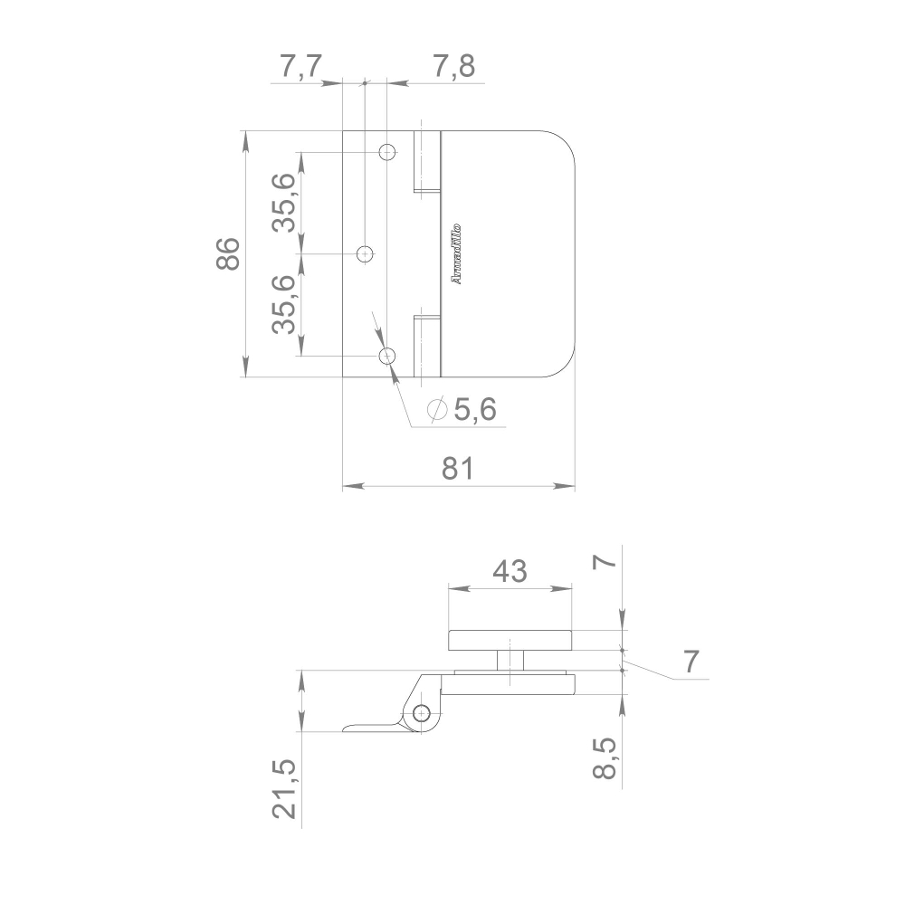 Петля для стеклянной двери Space.GL.H01 (2 шт) BL черный