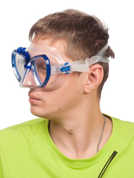 Маска Salvimar Trinity с креплением для камеры  прозрачный силикон/синяя