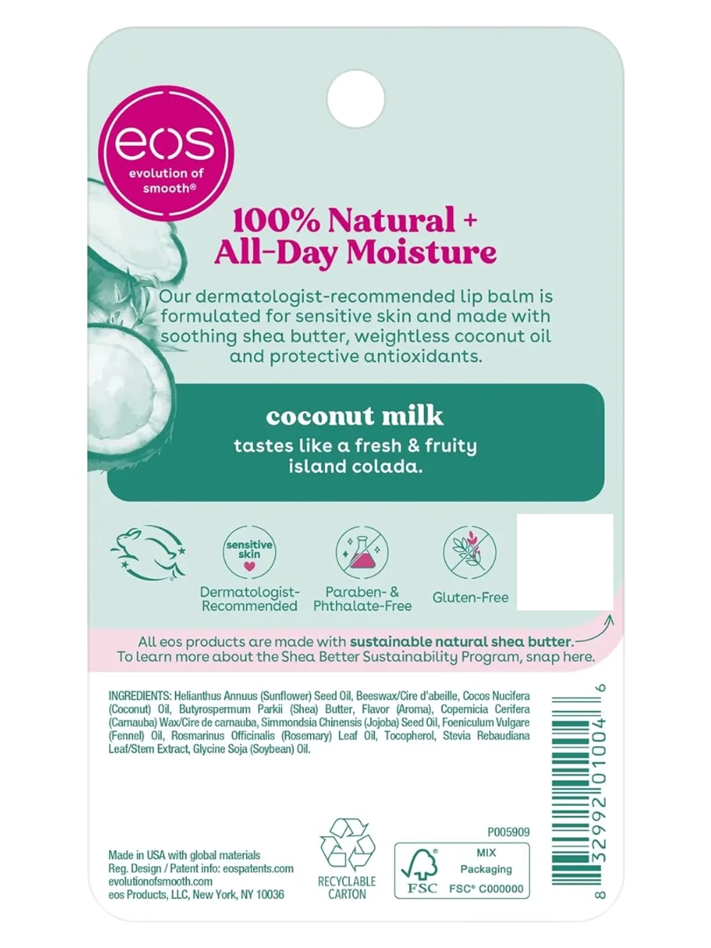 Бальзам для губ 11 кокосовое молоко