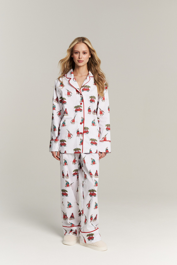 Рубашка с кантом из сатина - новогодние зайки