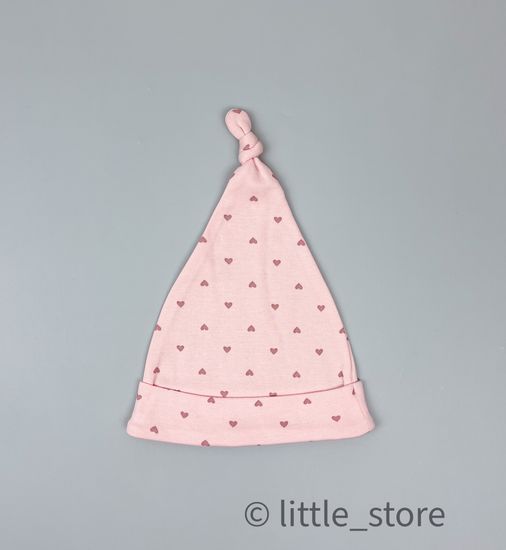 Шапка однослойная "Зайчики и сердечки" светло-розовый