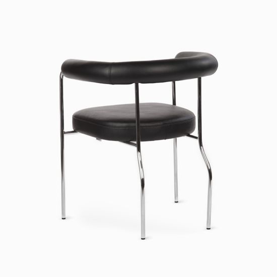 Обеденный стул Lara Arm с подлокотниками, черная экокожа, металлический каркас