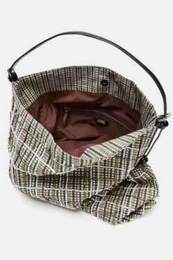 ZARA СУМКА-ТОУТ С БЛЕСТЯЩЕЙ АППЛИКАЦИЕЙ, ЗЕЛЕНЫЙ