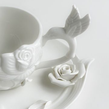 Чайная пара объемная с розой, 230 мл